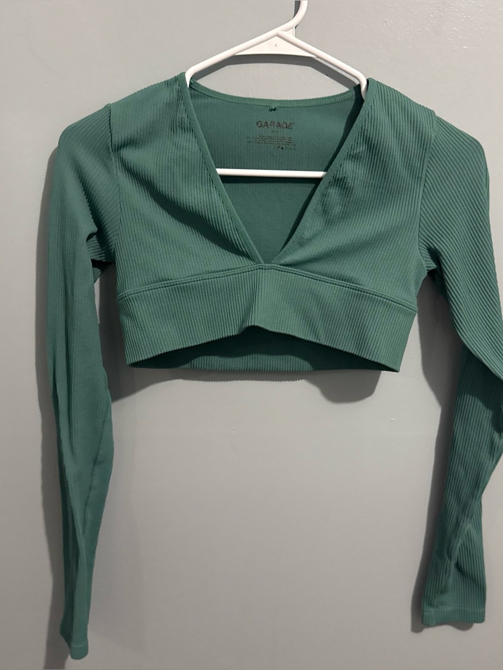 Garage Green Ribbed Long Sleeve size small